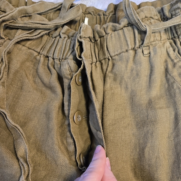 Brown Free People Paper Bag Linen Pants Size M - Picture 5 of 11